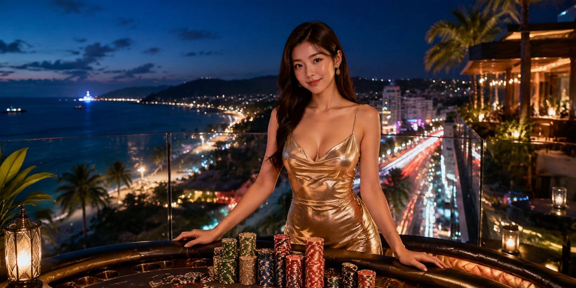Ánh đèn neon sòng bài tại khu vực Phú Quốc về đêm